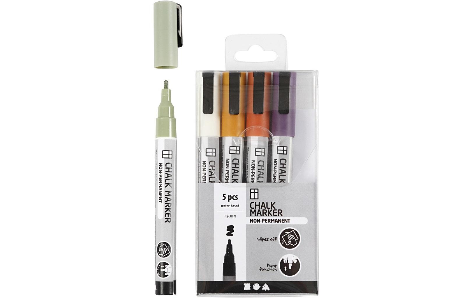 Creativ Company Kreidemarker Pastell 5 Stück, Mehrfarbig/Orange