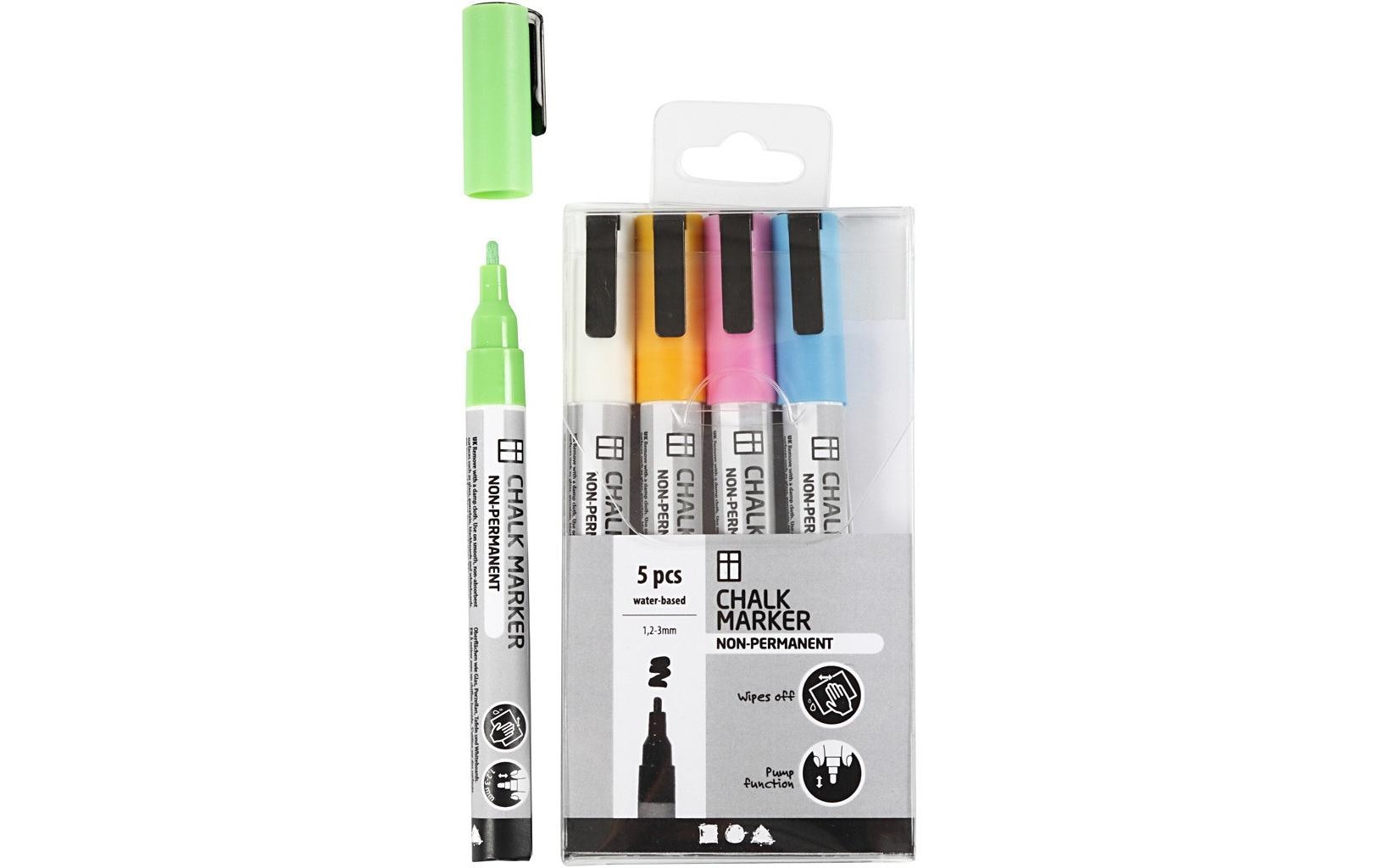 Creativ Company Kreidemarker Kräftige Farben 5 Stück, Mehrfarbig/Rosa