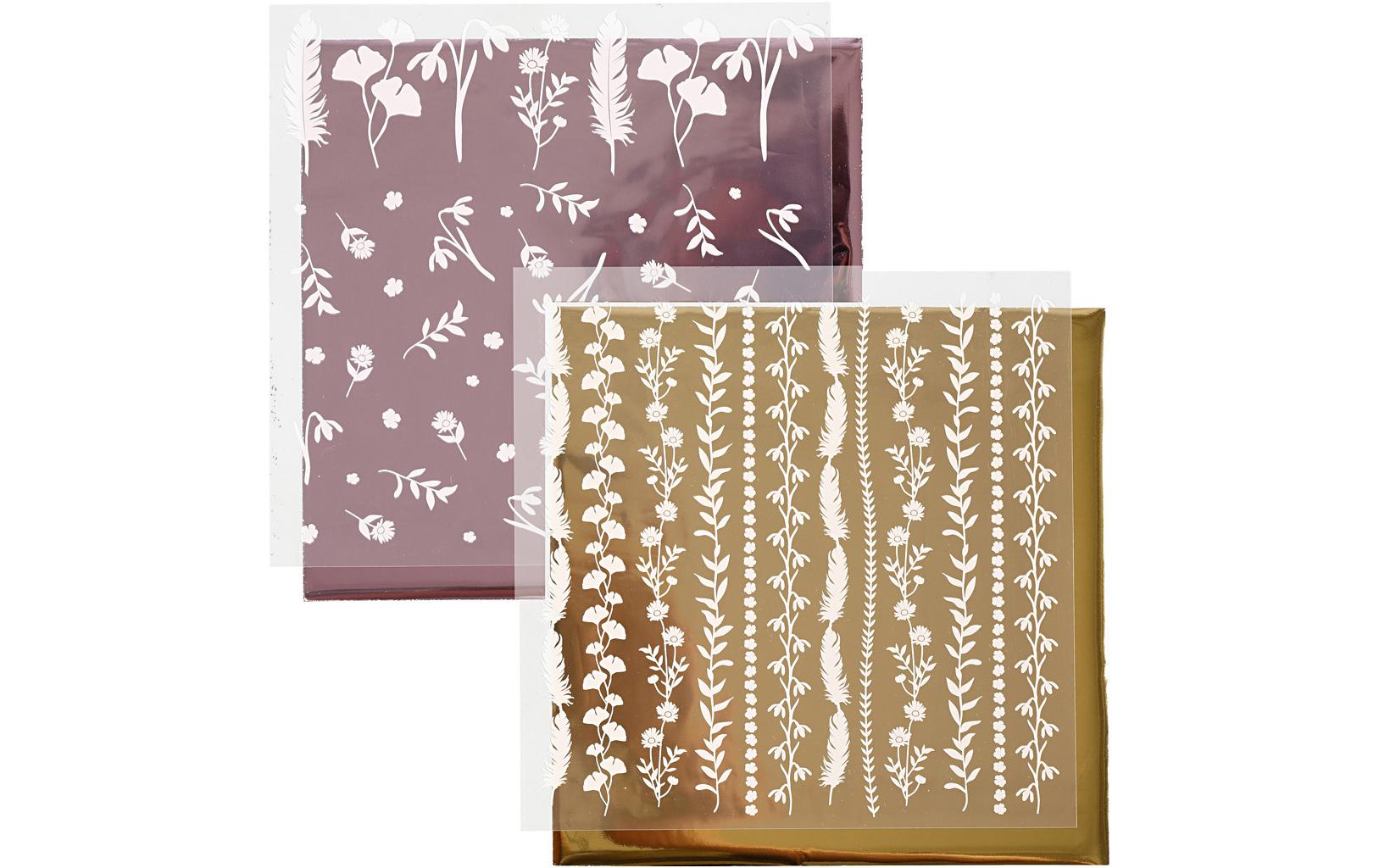 Creativ Company Folie Transferblatt 15 x 15 cm, 2 Stück, Bordeaux/Gold