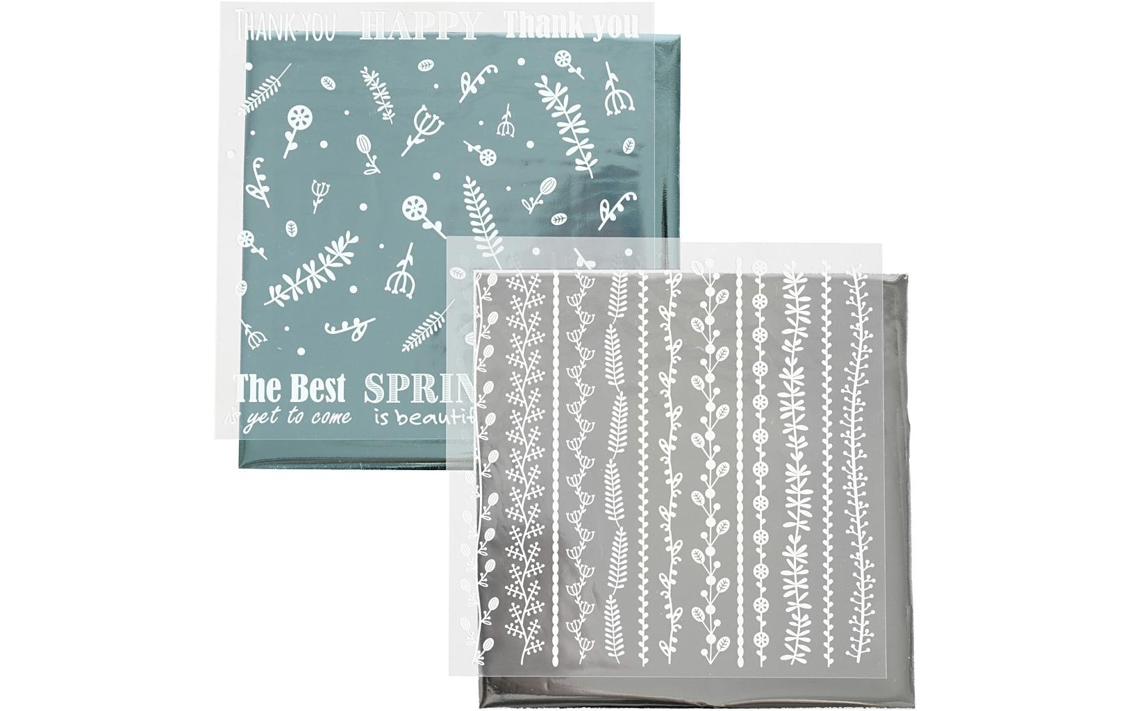 Creativ Company Folie Transferblatt 15 x 15 cm, 2 Stück, Grau/Petrol
