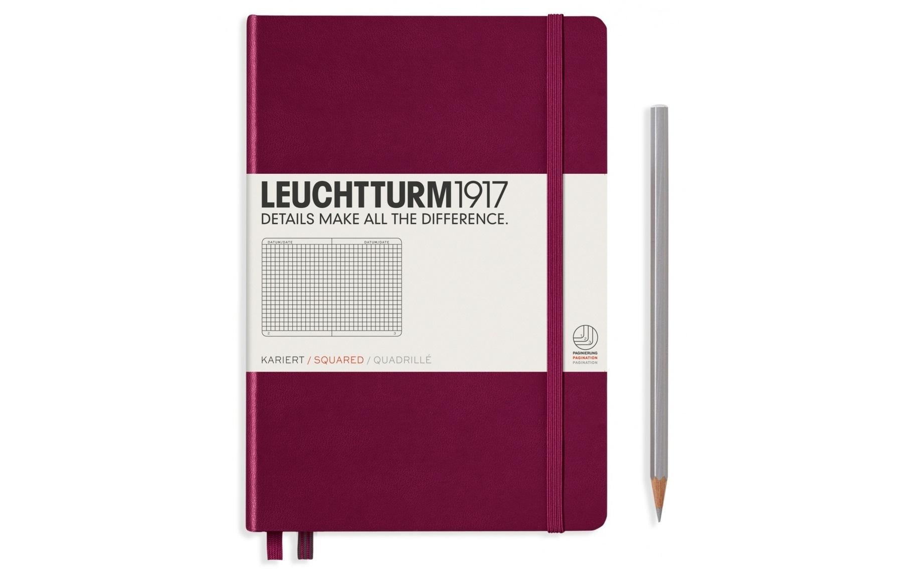 Leuchtturm Notizbuch Medium A5, Kariert, 2-teilig, Port Rot