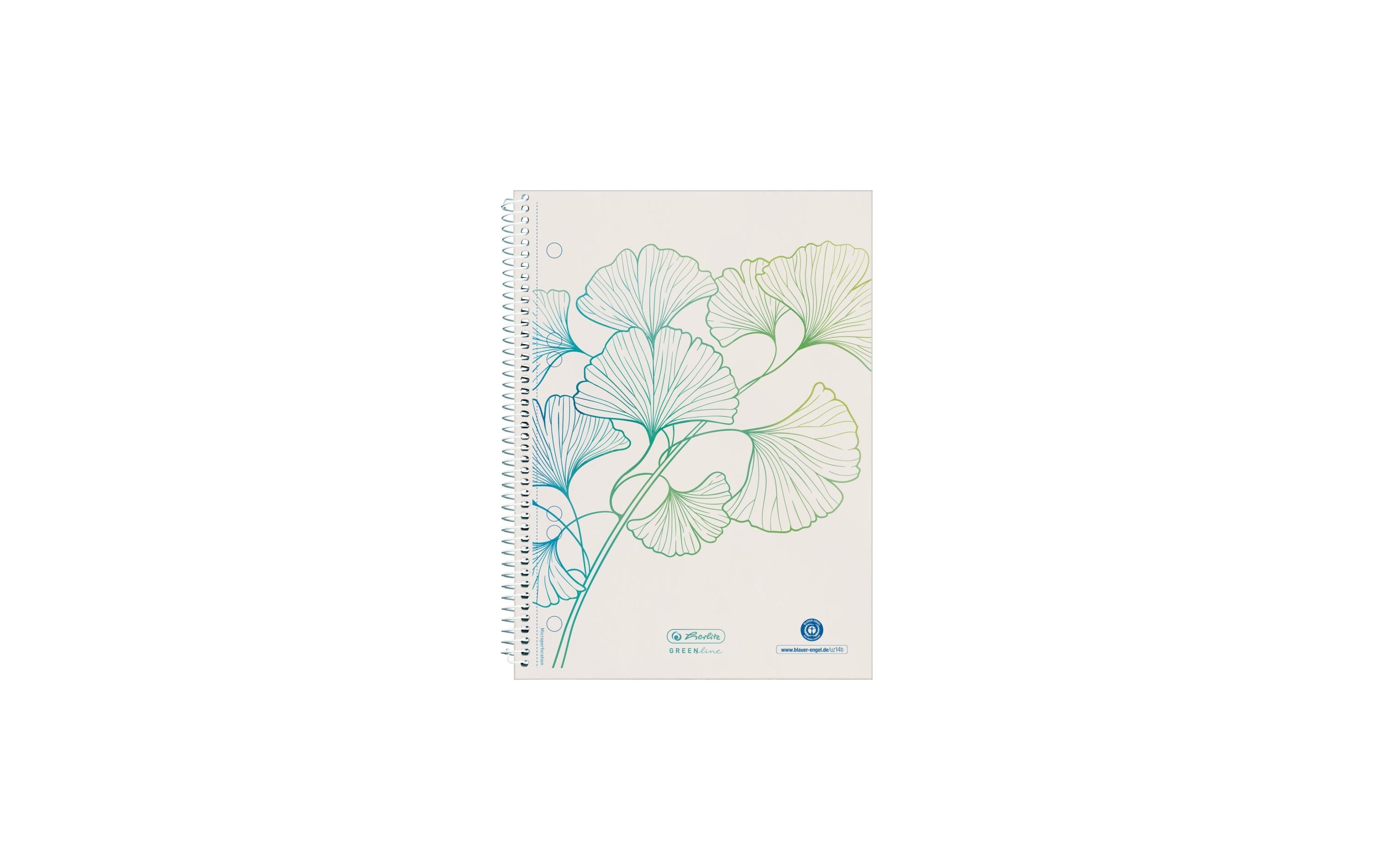 Herlitz Notizheft Greenline A5, Kariert, Ginkgo