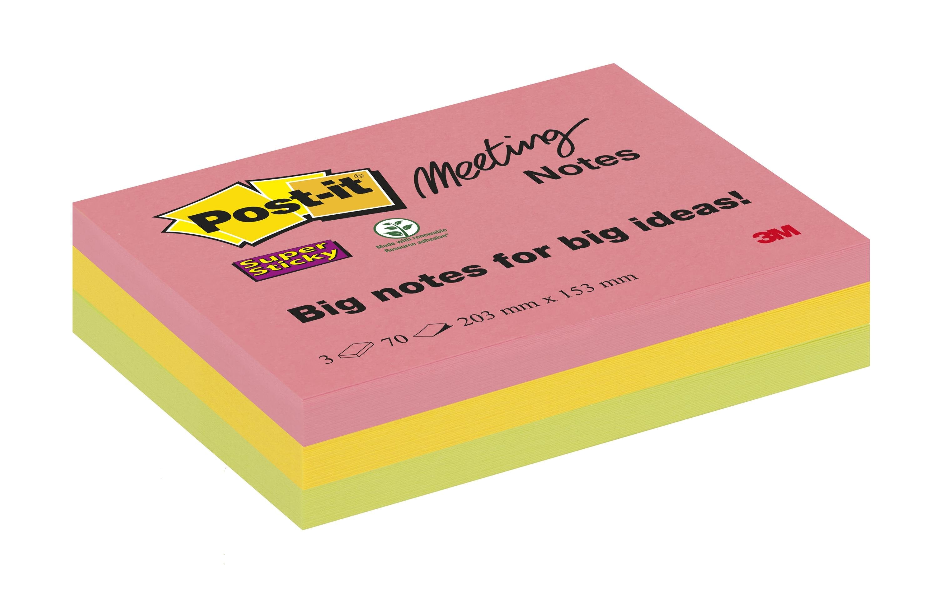 Post-it Notizzettel Post-it Super Sticky 20.3 cm x 15.3 cm, 3 Blöcke