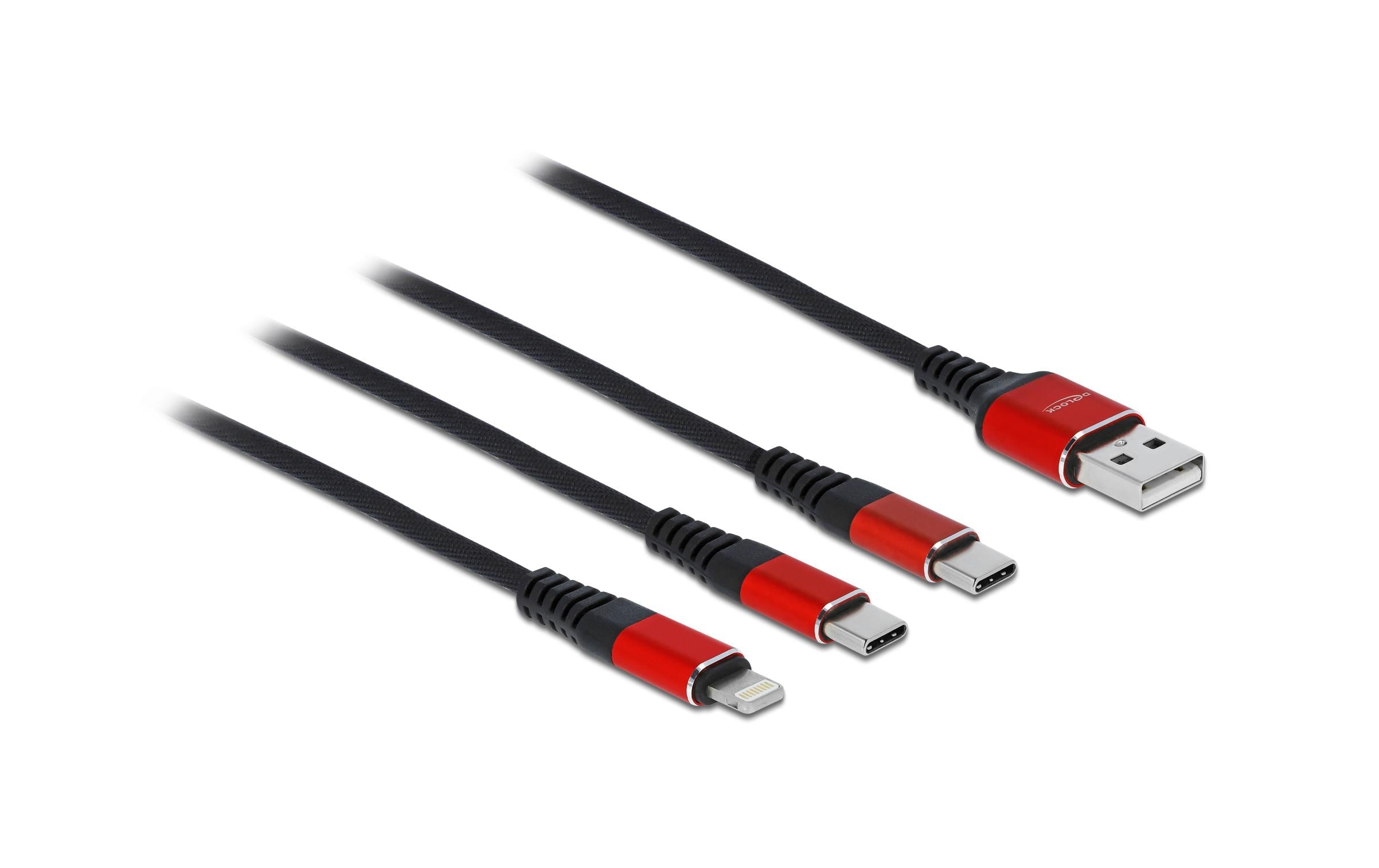Delock USB-Ladekabel  USB A - Lightning/USB C 1 m
