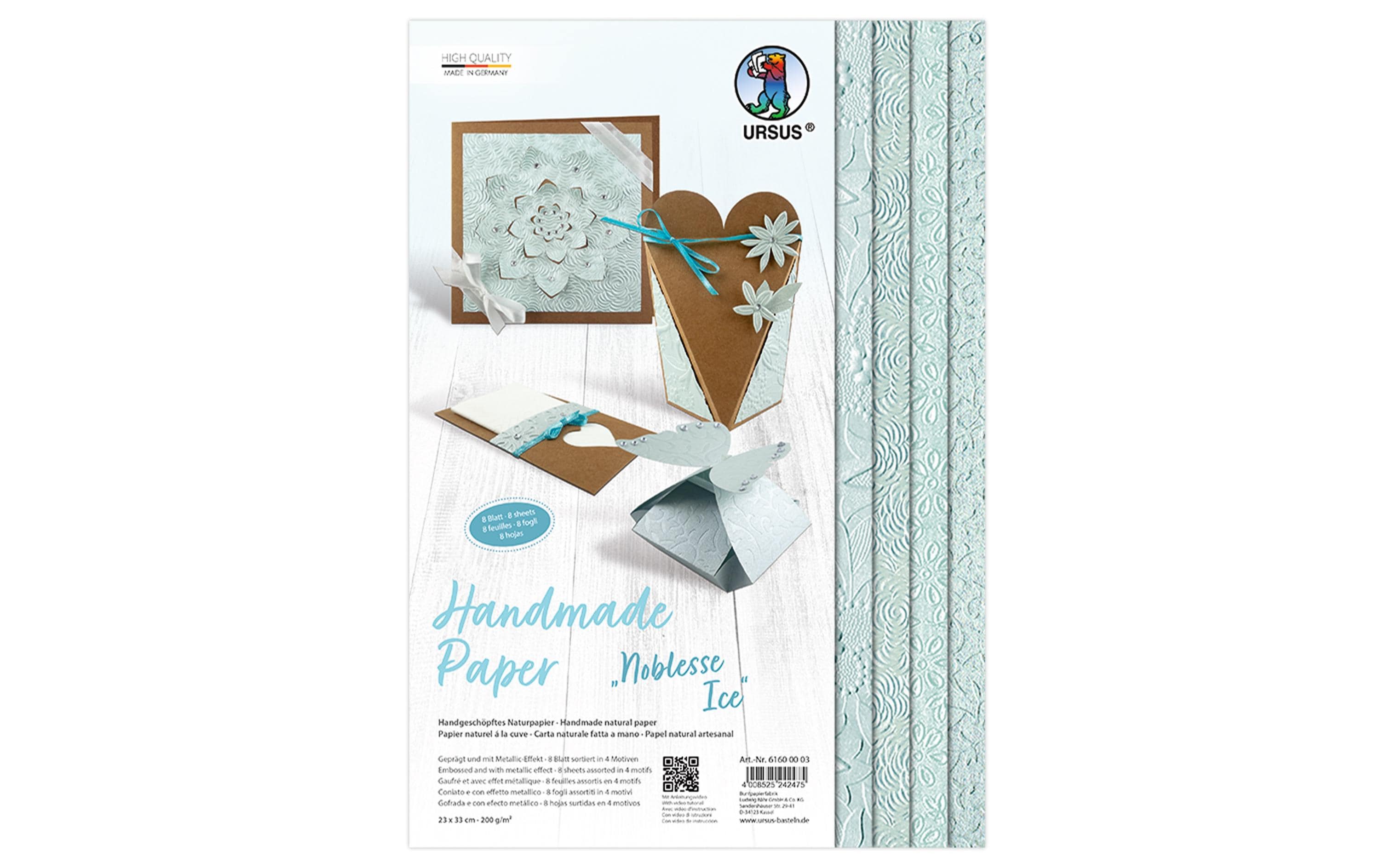 URSUS Bastelpapier Noblesse 23 x 33 cm, 200 g/m², 8 Blatt, Ice