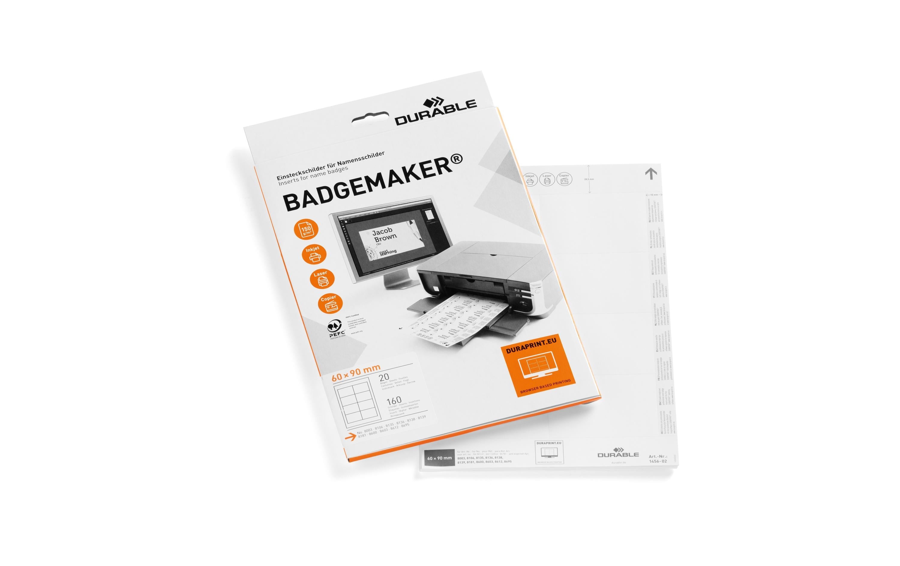 DURABLE Namensetiketten 60 x 90 mm, 20 Blatt