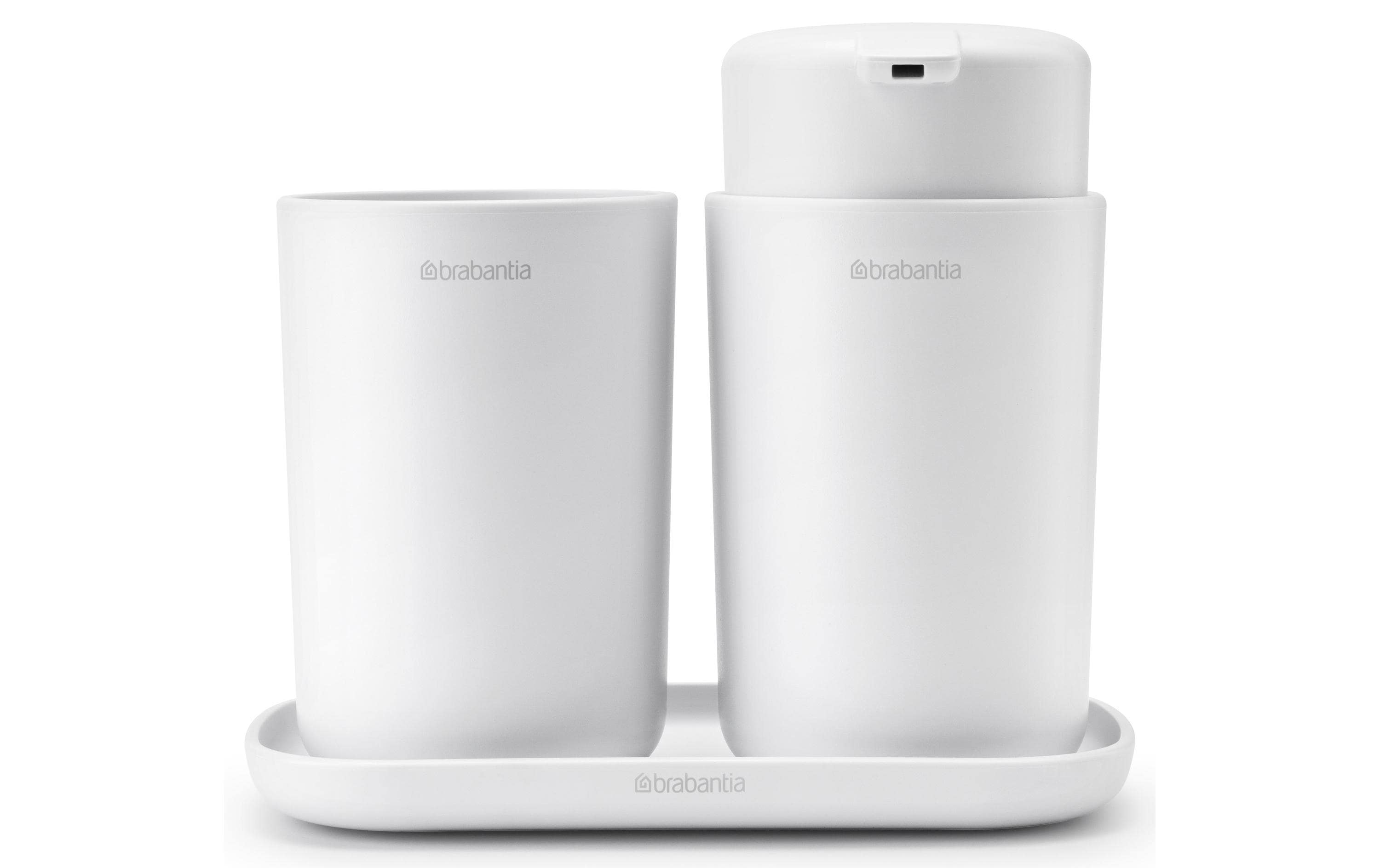 Brabantia Seifenspender-Set ReNew mit Zahnputzbecher und Schale Weiss