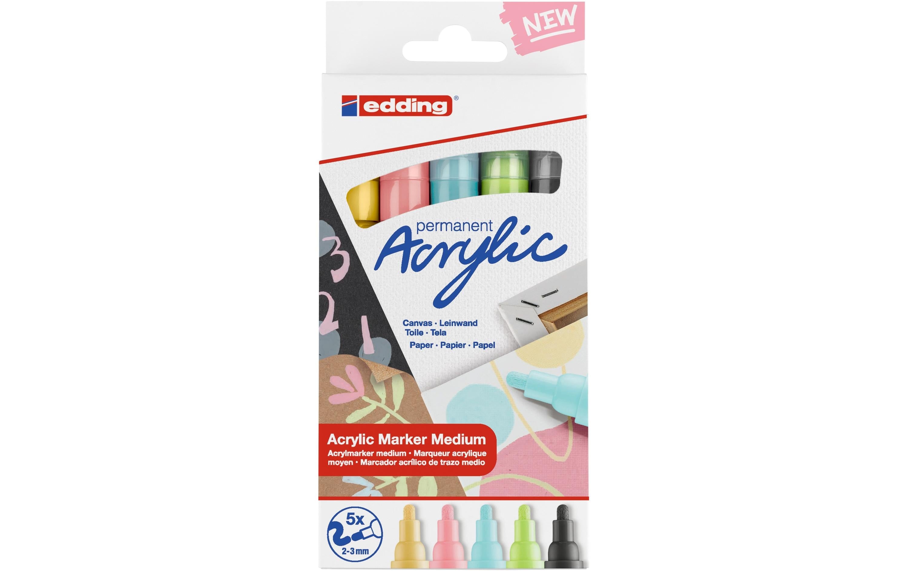 edding Acrylmarker 5100 Pastell, 5 Stück