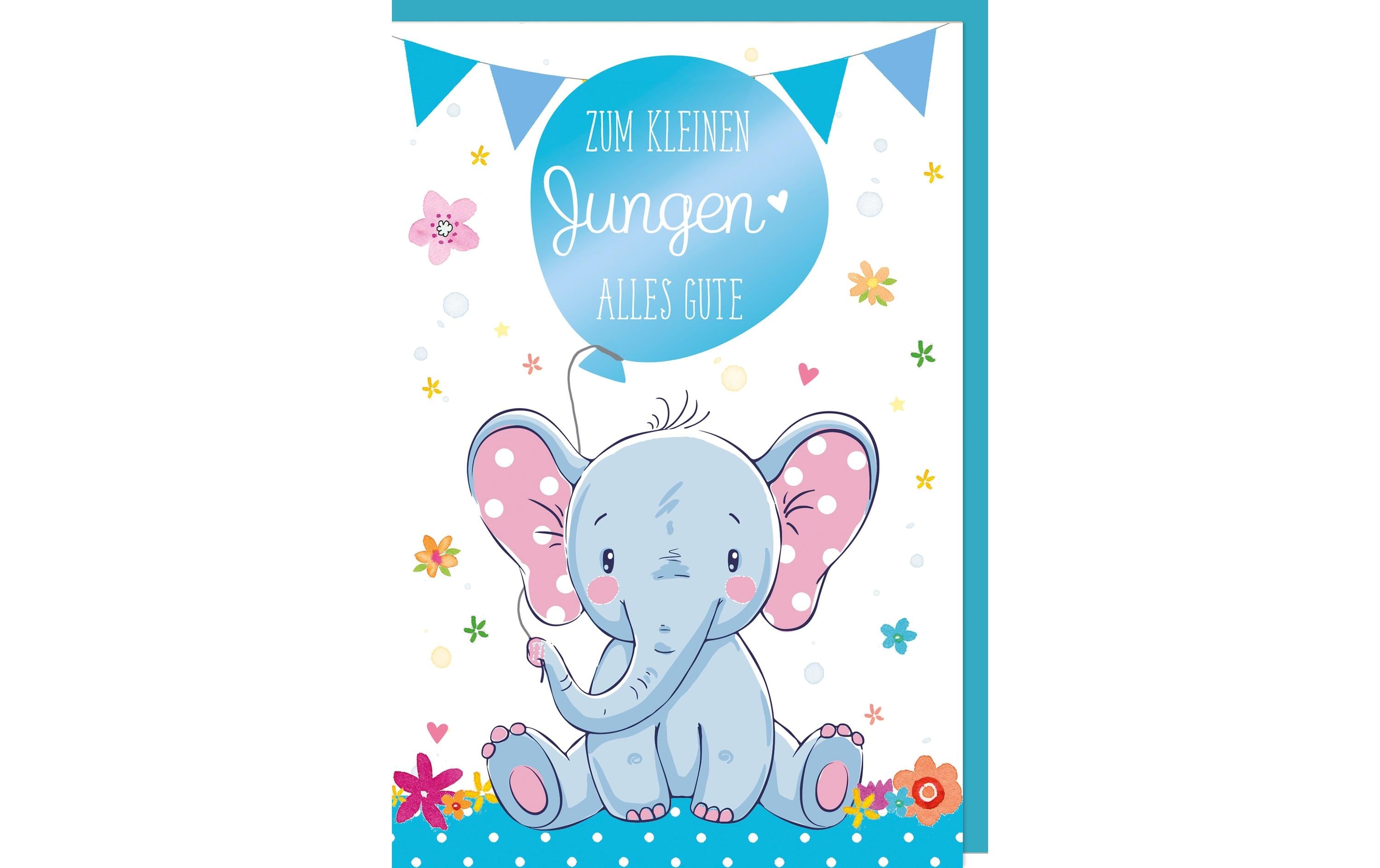 Braun + Company Glückwunschkarte Elefant 11.5 x 17 cm, Blau