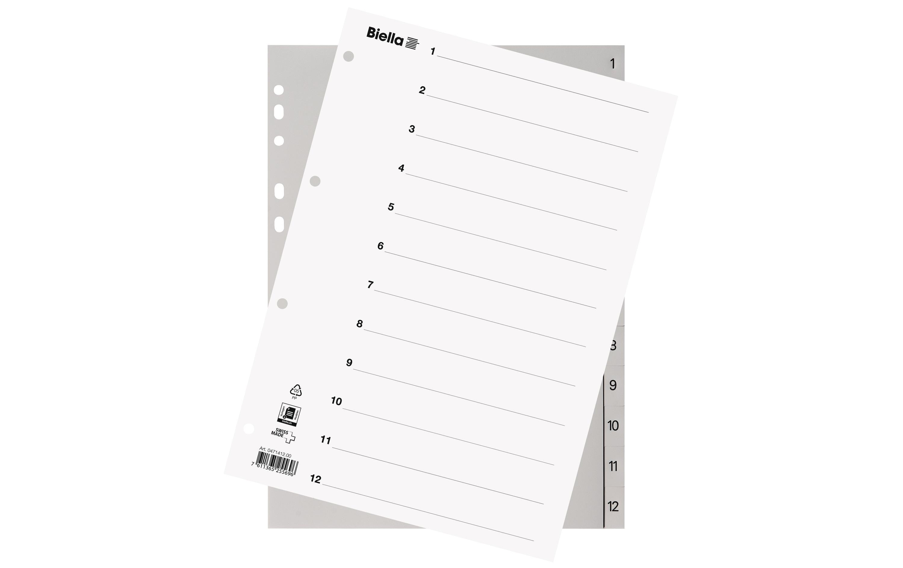 Biella Register A4 1 - 12 mit Indexblatt