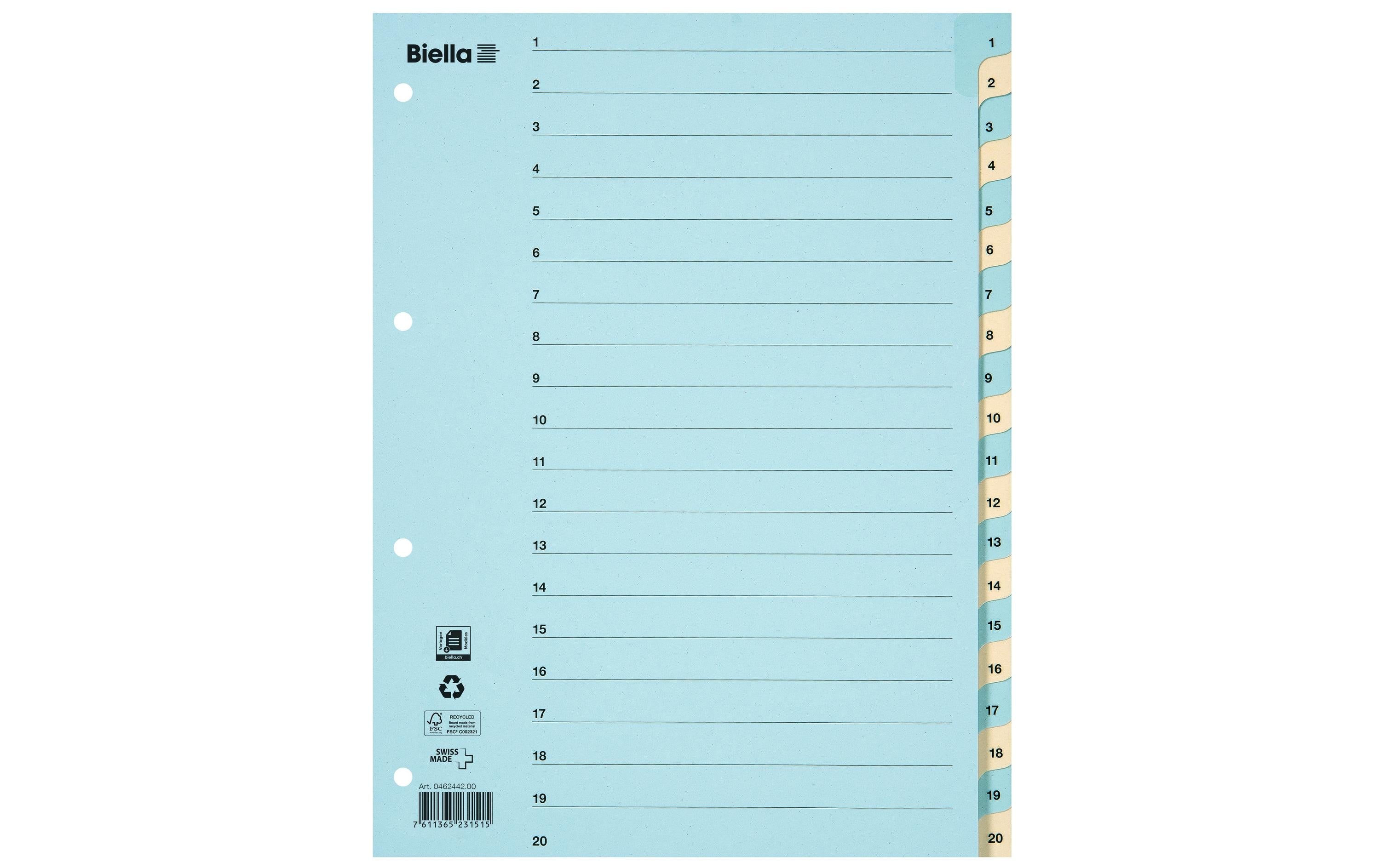 Biella Register A4 1 - 20 Karton