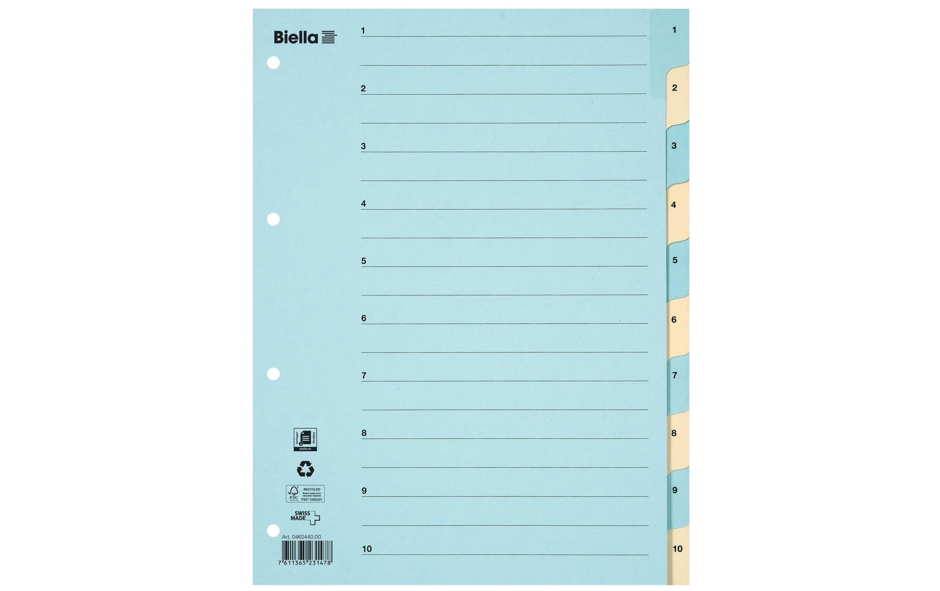 Biella Register A4 1 - 10 Karton