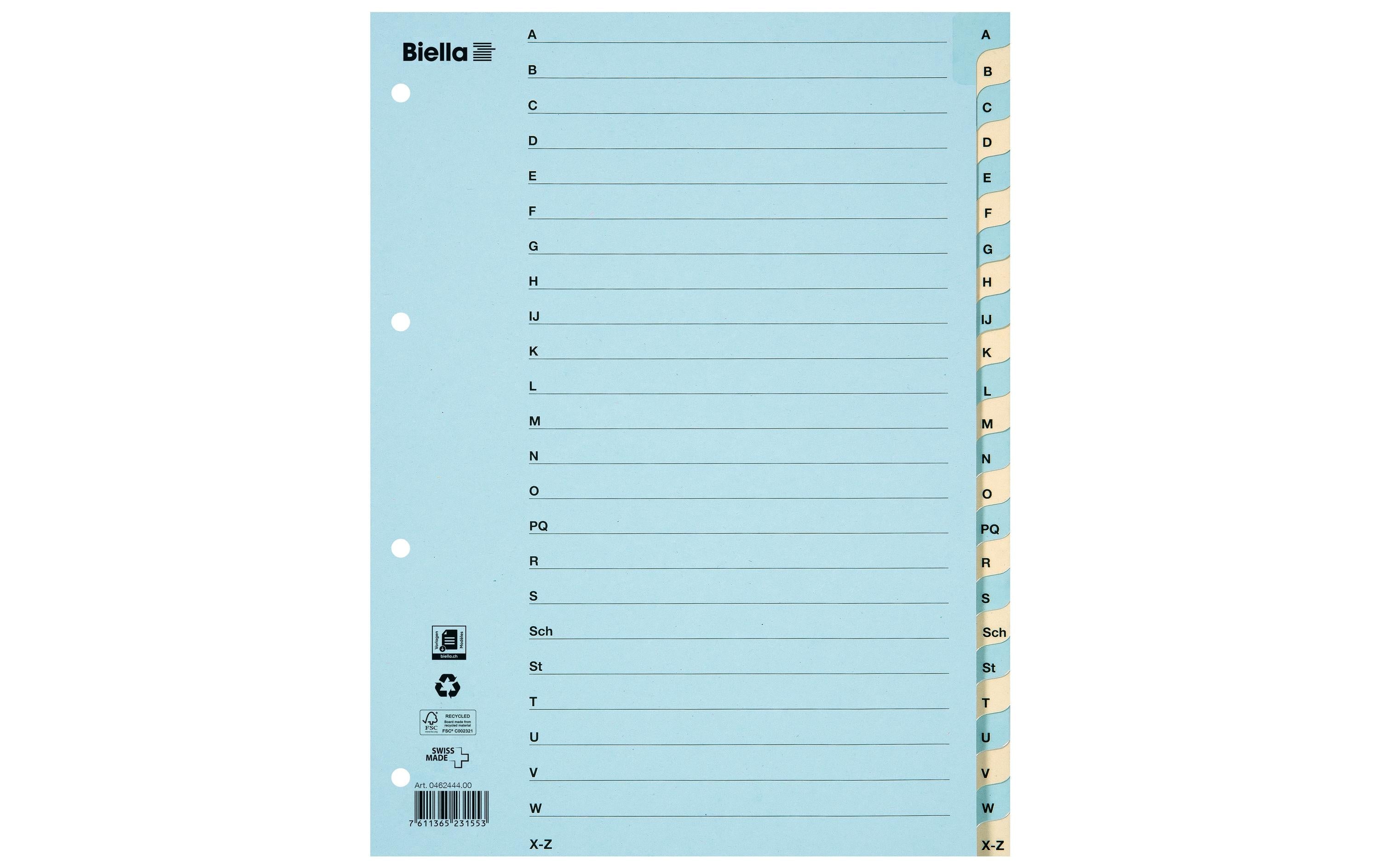 Biella Register A4 A - Z Karton