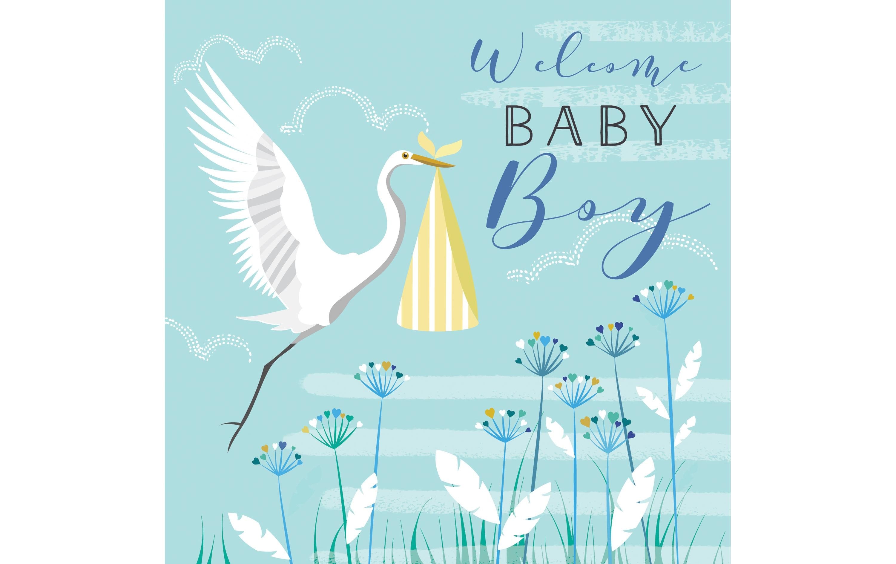 Cart Glückwunschkarte Welcome Baby Boy 16 x 16 cm