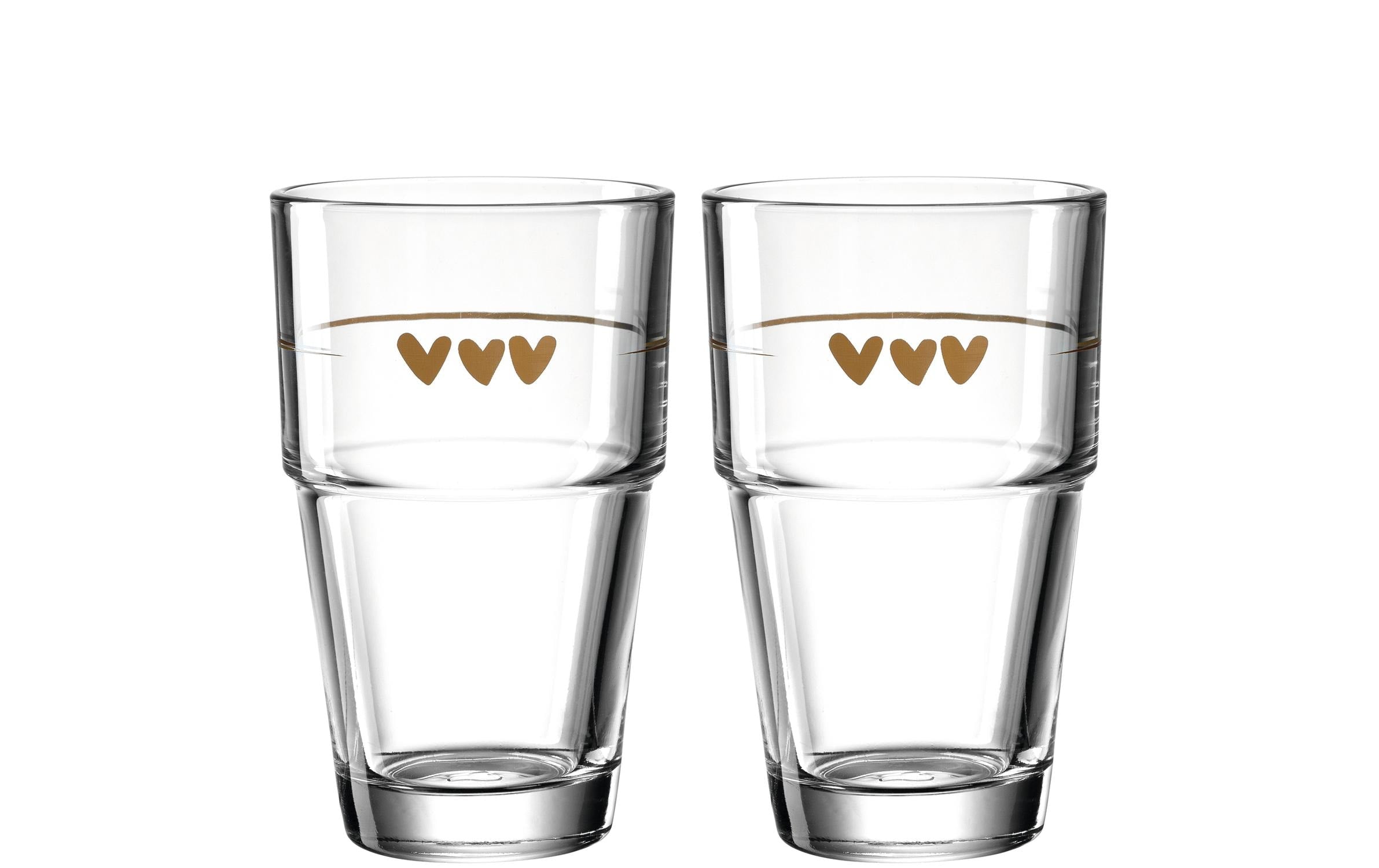 Leonardo Latte Macchiato Becher Napoli Herz 410 ml, Transparent
