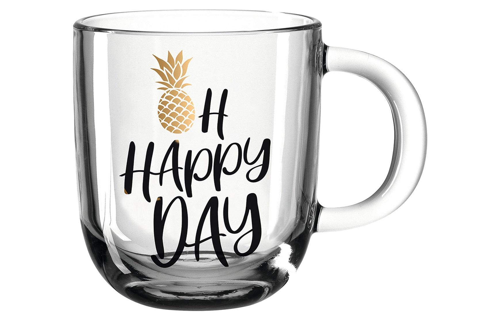 Leonardo Kaffeetasse Napoli Oh Happy 400 ml , 1 Stück, Transparent