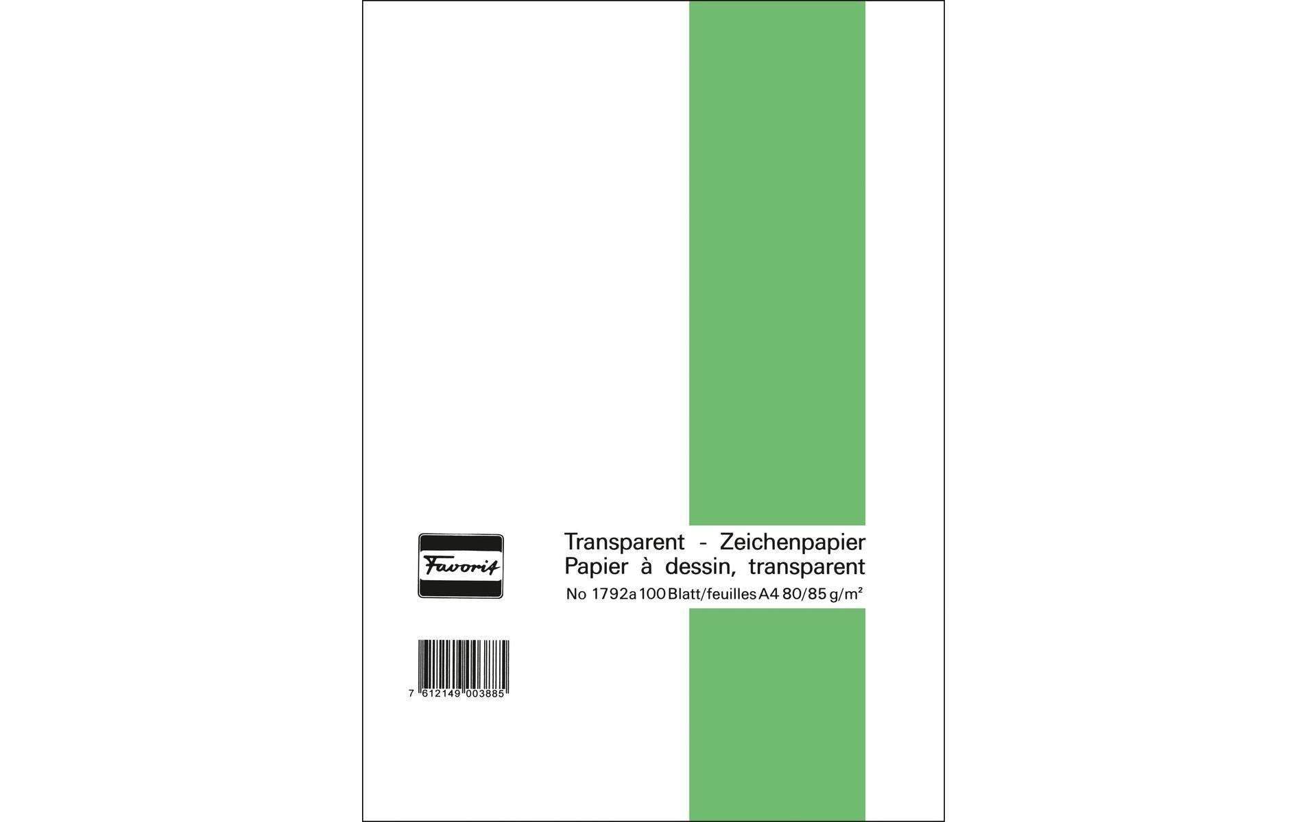 Favorit Zeichenpapier 80/85 g, 21 x 29.7 cm, 100 Blatt, Transparent