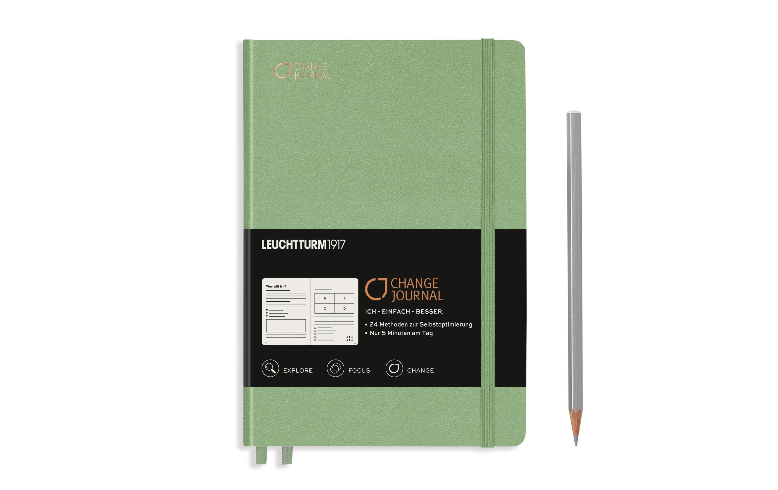 Leuchtturm Notizbuch Change Journal A5, Verschiedene Lineaturen, Salbei