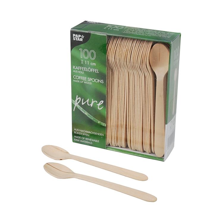 Kaffeelöffel Holz PURE 11cm Pack à 100 Stk, natur Stabil und geschmacksneutral