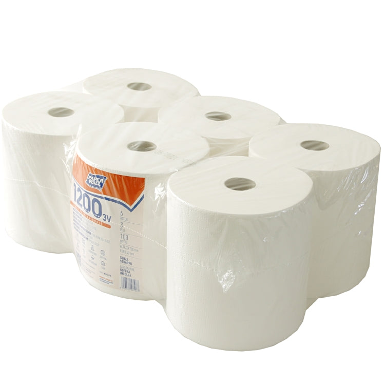 Handtuchrolle PaperWall Sack à 6 Rollen, weiss 3-lagig, 20cm x 100lfm