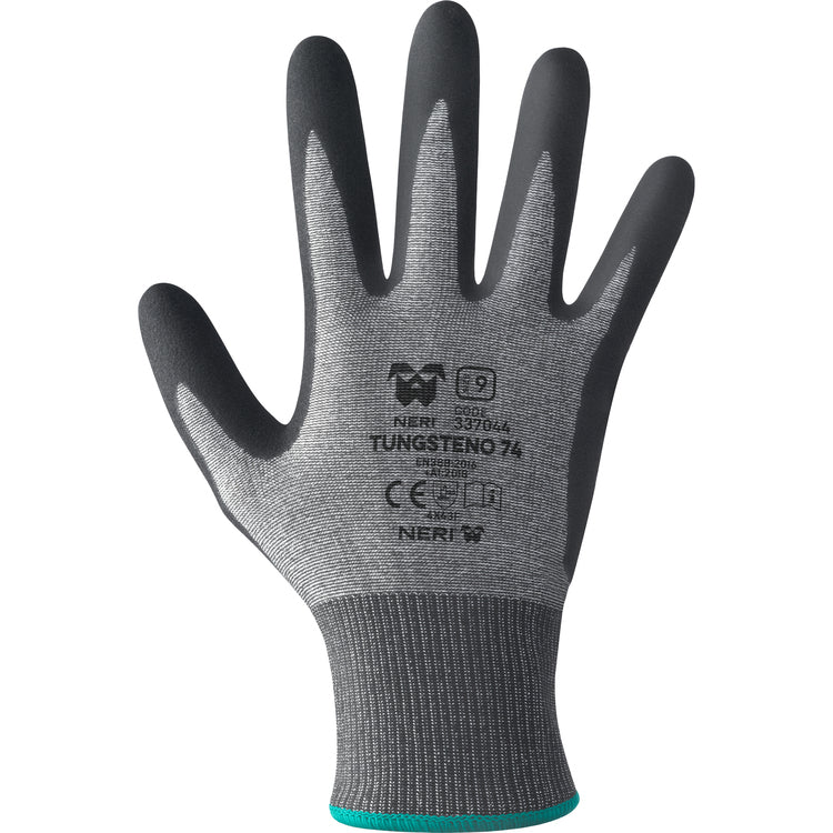 NERI TUNGSTENO 74, Gr. 7-11 (S-XXL) Schnittschutzhandschuhe Schwarz/grau