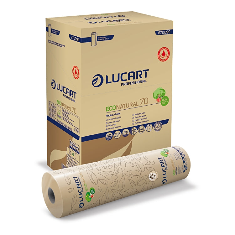 Aerzterollen EcoNatural 70m Rolle, 59x37cmx70m, 2lagig Havana, Recycling, S-Präg