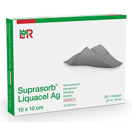 Suprasorb Liquacel Ag 5x5 cm Dispenser à 10 Stk, steril