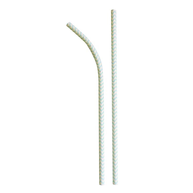 Papiertrinkhalm türkis/weiss Pack à 150 Stück 6 mm x 21 cm, flexibel