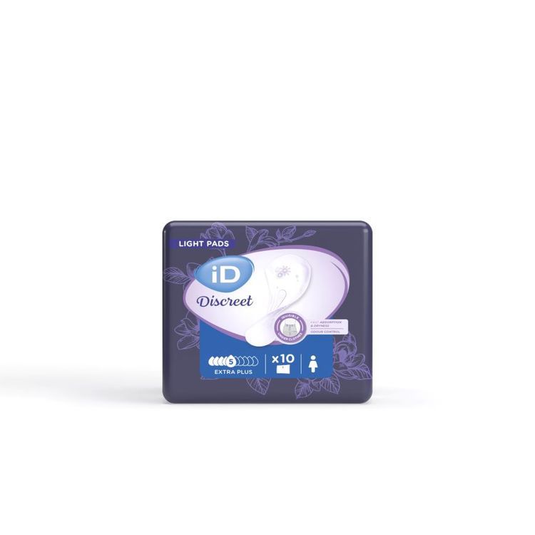 iD Discreet Light Extra Plus Beutel à 10 Stk, blau, 540ml Pads, 340x115mm