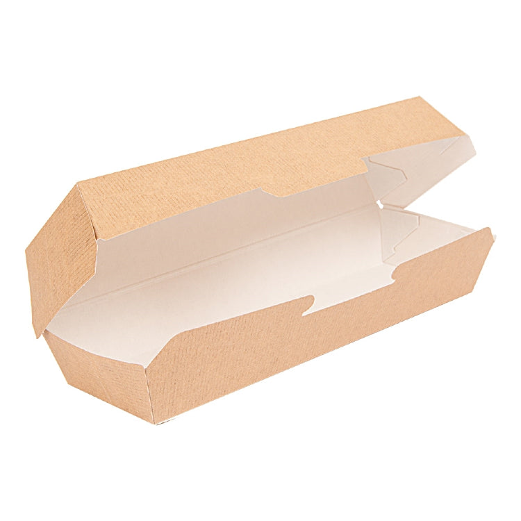 HotdogBox 232x90x63mm Pack à 50 Stück, geschlossen 220gr Natur Feinkarton, braun