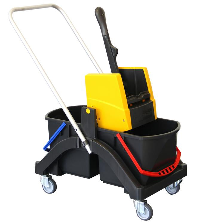 Nasswischwagen AQUVA 2x17 lt. komplett mit Presse VK4, gelb und Deichsel