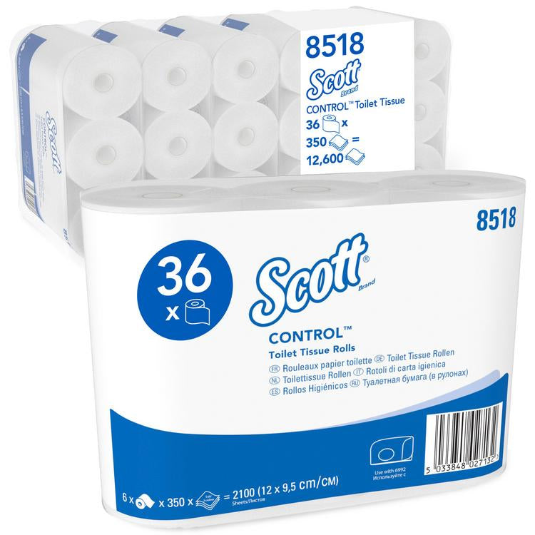 SCOTT 350 Toilettenpapier Sack à 6 x 6 Rll à 350 Blatt 3 lag,hochweiß,Tissue,9.3