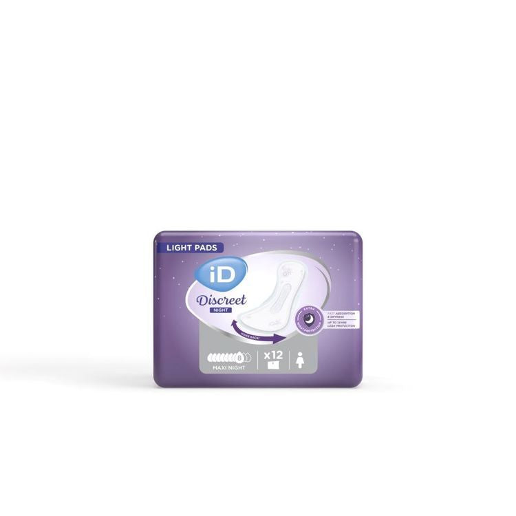 iD Discreet Light Maxi Night Beutel à 12 Stk, grau, 1035ml Pads, 390x145/190mm