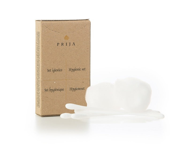PRIJA Hygieneset Pack à 100 Set zu 4 Wattenstäbchen + 4 Rondellen