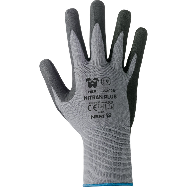 NERI NITRAN-PLUS, Gr. 7-11 (S-XXL) Mechanischer Schutzhandschuh Schwarz, grau