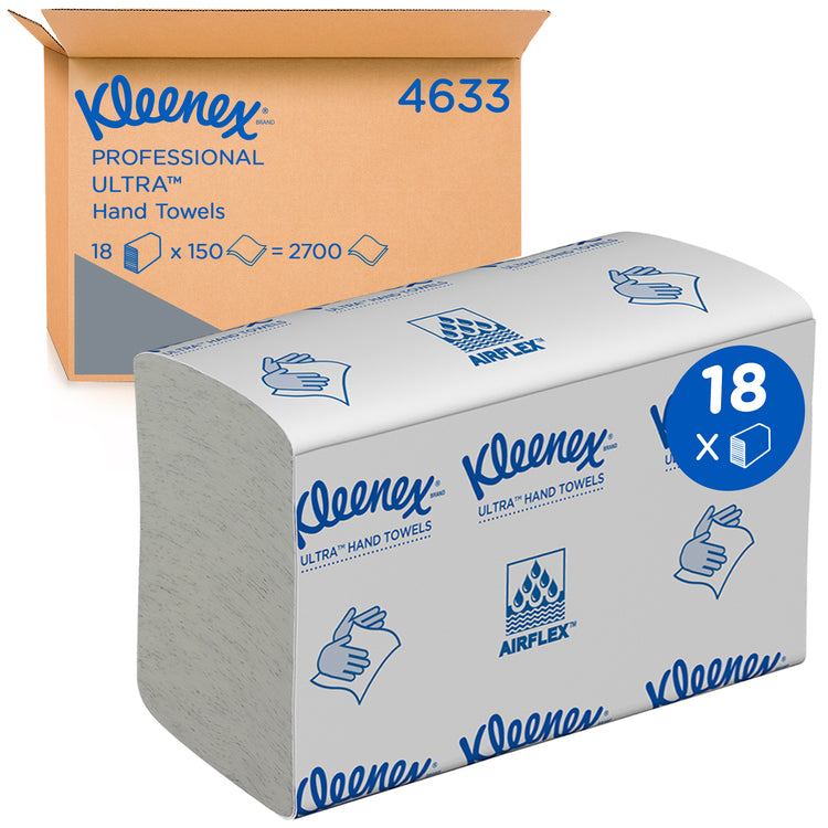 Kleenex Ultra Handtücher Karton à 18 x 150 = 2700 Blatt 19.1x24.1cm, Airflex, 2