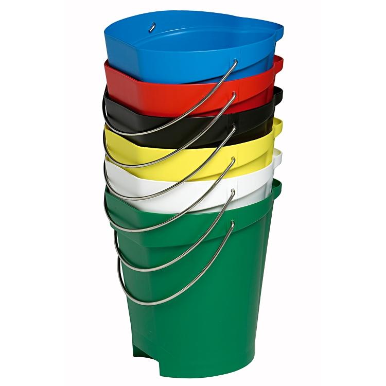 Eimer 12L blau PP, Edelstahl mit Ausguss, Henkel, Skala