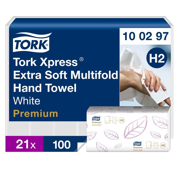 Papierhandtücher Tork Prem. H2 Sack 21x100=2100 Stk,Interfold 21x34cm,2-lagig TA