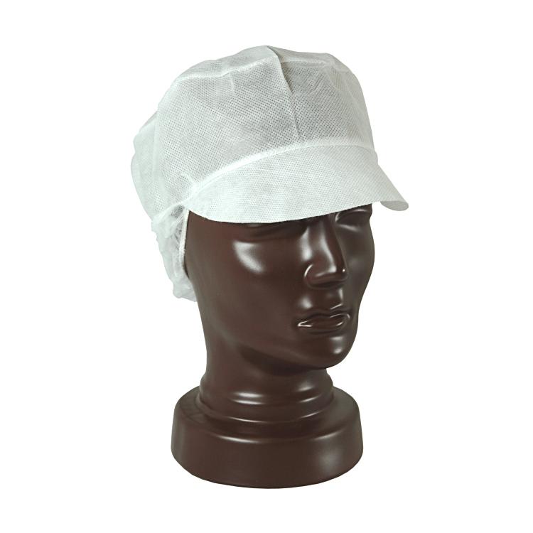 General weiss Vliessschildmütze mit Schild 30 Stück per Dispenser