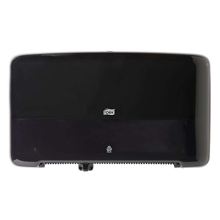 Toilettenpapierspender Tork Mini Jumbo Rollen, T2, schwarz B 432, H 256, T 146 c