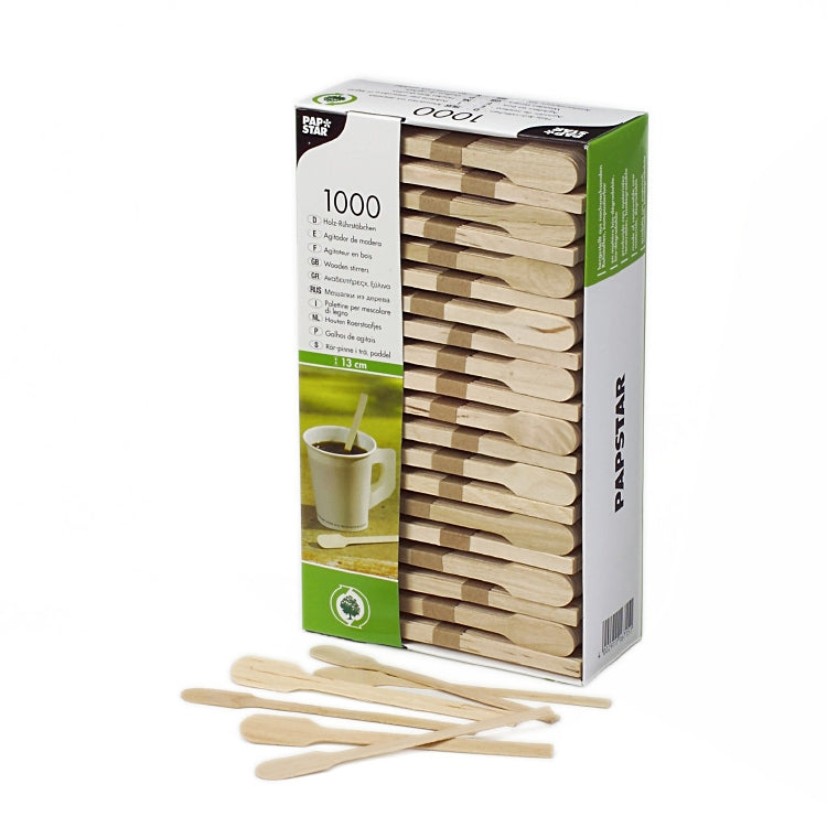 Rührstäbchen Holz PURE 13cm Pack à 1000 Stk, natur Bündel à 50 Stk.
