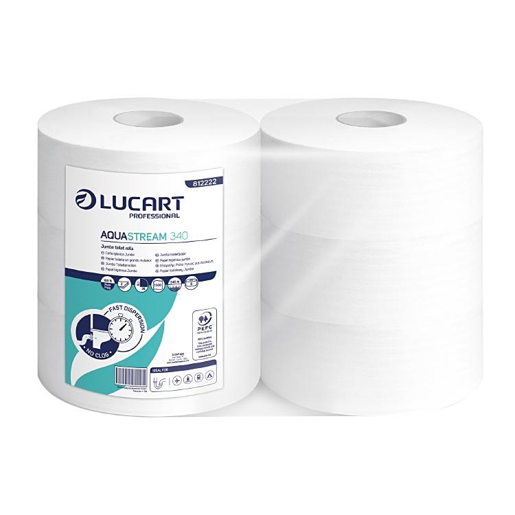 Toilettenpapier Jumbo Aquastre Sack à 6 Rolle, Rolle à 340 m 2 lagig, weiss, PEF