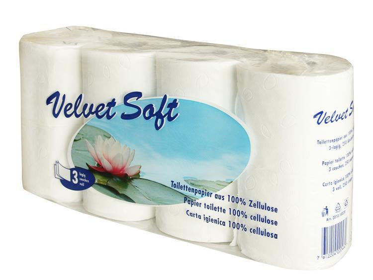Toilettenpapier VelvetSoft Sack à 7x8=56 Rollen,250 Cps. 100% Zellstoff,3 lag.9.