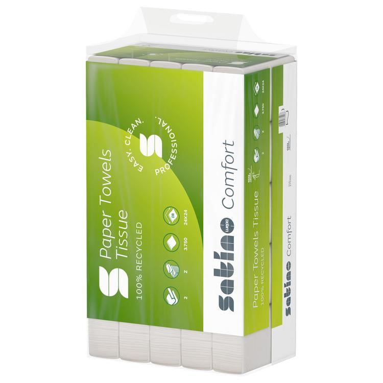 Papierhandtuch Satino Comfort Sack à 25x150=3750 Stk.2 lagig 24x24cm,Recy,hochwe
