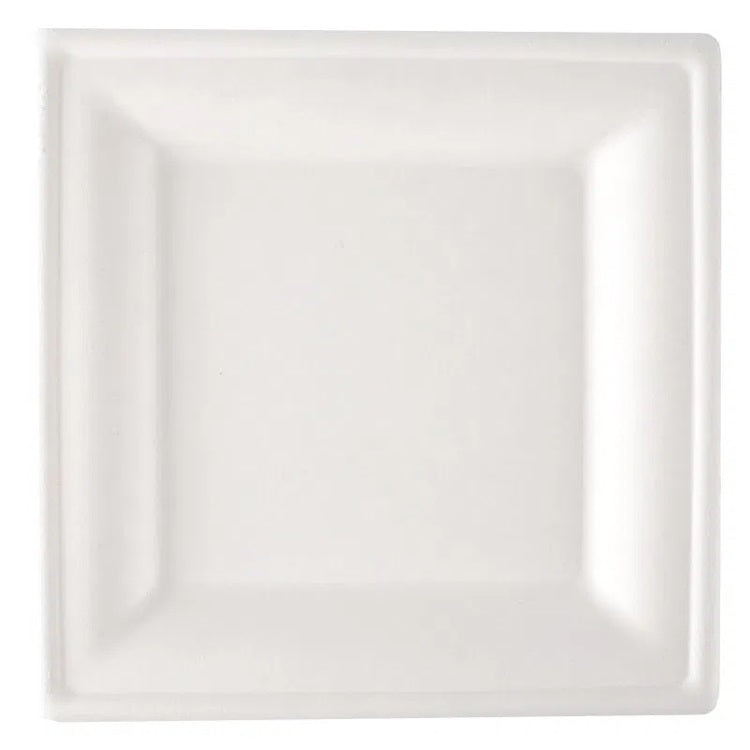 Teller VERIVE weiss 20cm Pack à 50 Stück, Zuckerrohr eckig, 20cm x 20cm