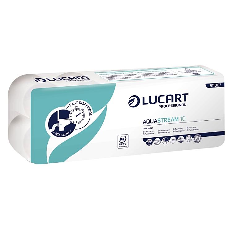 Toilettenpapier Aquastream Sack à 12x10=120 Rollen,200cps 2 lagig,9.5x11cm,PEFC,