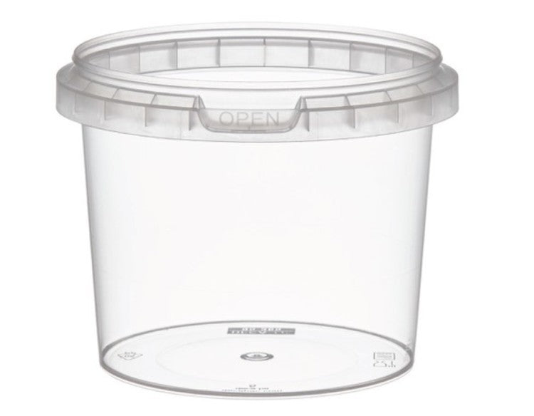 Runddose mit Deckel 365ml Pack à 40 Stk, transparent PP, D 9.5cm, H 8.4cm