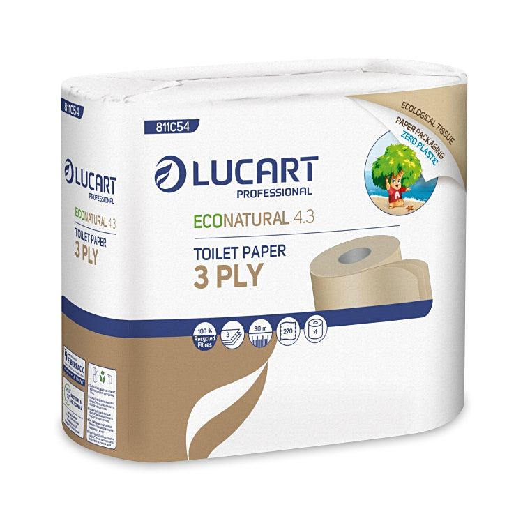 Toilettenpapier Econatural 4.3 Pack à 4 Rollen à 270 Blatt 3 lagig, 9.6 x 11cm,