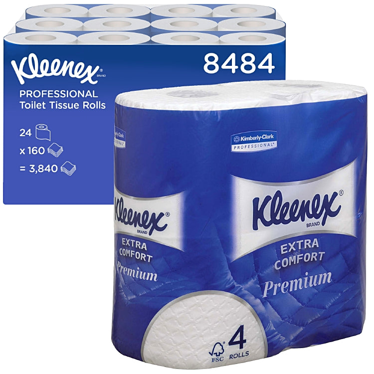KLEENEXPremium Toilet Tissue Sack à 6 x 4 Rll=24 Rll, 4 lag 160 Cps, Cps 9.8 x 1