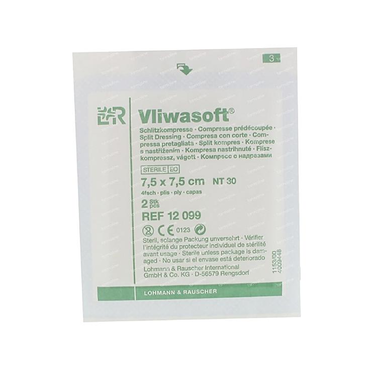 Vliwasoft 7.5 x 7.5 cm, steril Dispenser à 50 x 2 Stk Schlitzkompressen
